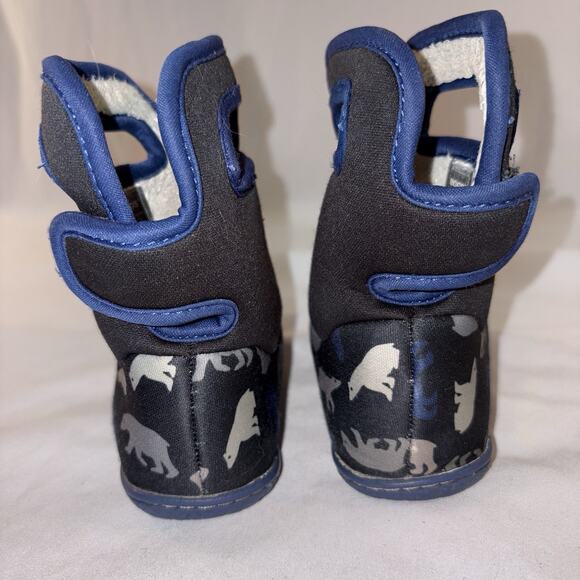 BOGS Wellies Boots Infants Fur Lined Waterproof Wellingtons Navy Polar Bear 7US - Picture 4 of 7